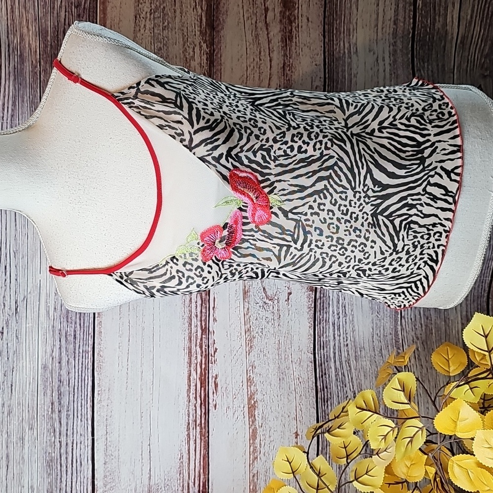 NWT JOSIE SHEER EMBROIDERED ELECTRIC ANIMAL PULLOVER CAMISOLE